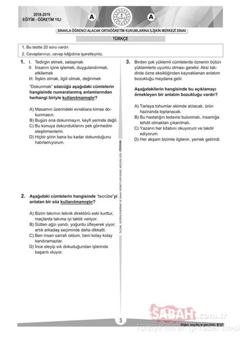 LGS Soru Tipleri: